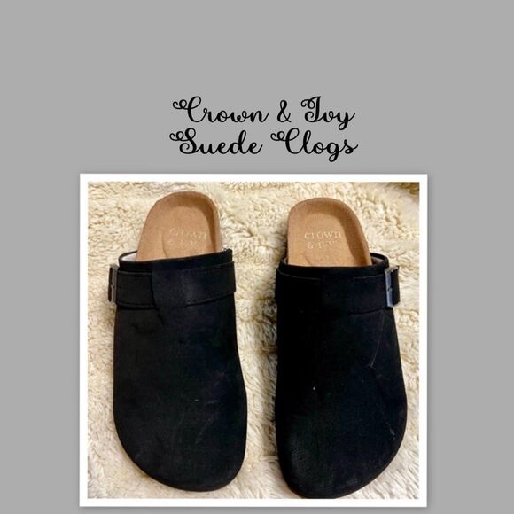 Crown & Ivy Suede Clogs - Picture 1 of 6